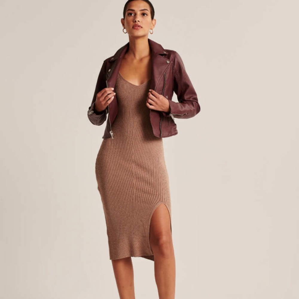 Abercrombie & Fitch Ribbed Knit Midi Dress & V-Neck Sweater. NWOT.